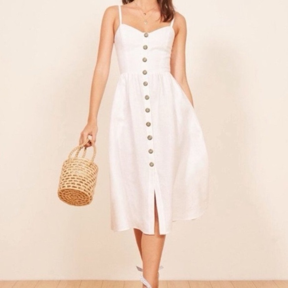 Reformation Thelma Linen white dress Midi size 2